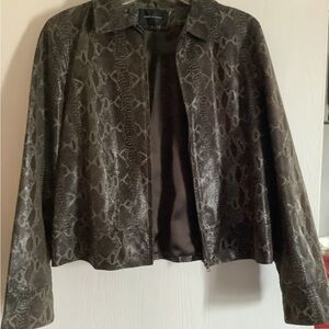 Elegant Black Snake Print Leather Jacket